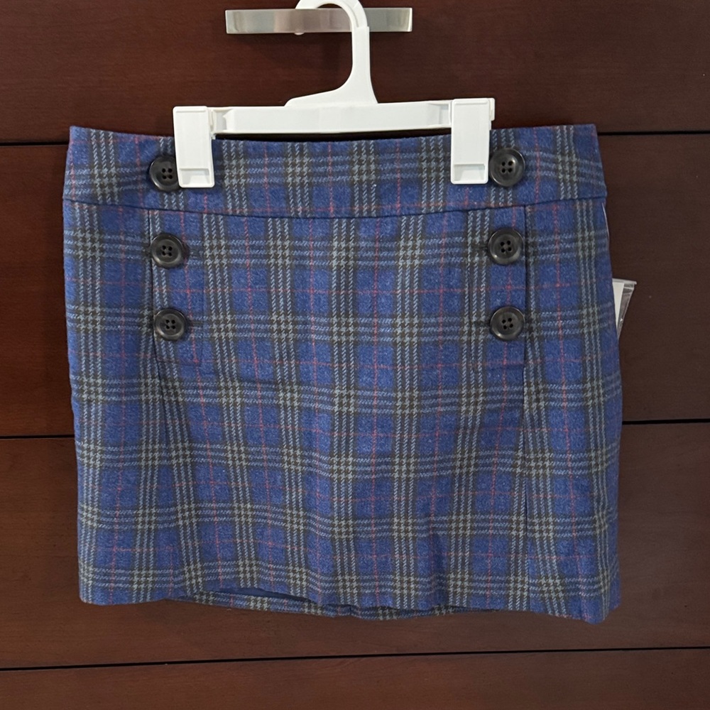 NWT- Gap Blue Plaid Buttoned Women's Skirt